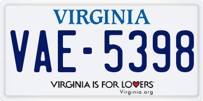 VA license plate VAE5398