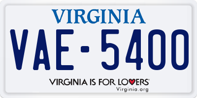 VA license plate VAE5400
