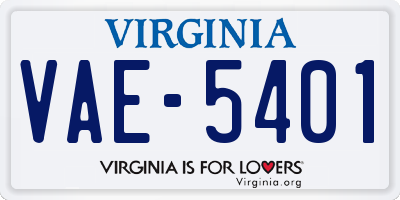 VA license plate VAE5401