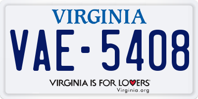 VA license plate VAE5408