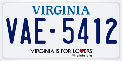 VA license plate VAE5412