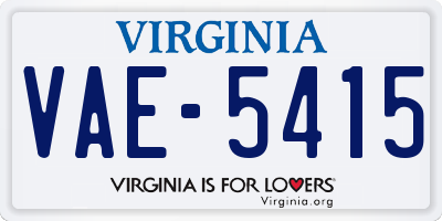 VA license plate VAE5415