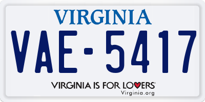 VA license plate VAE5417