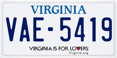 VA license plate VAE5419