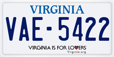 VA license plate VAE5422