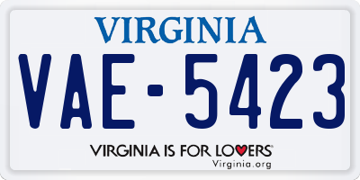 VA license plate VAE5423