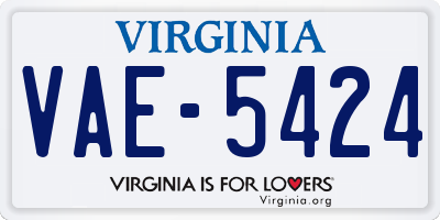 VA license plate VAE5424