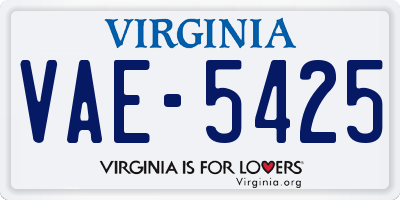VA license plate VAE5425