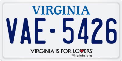 VA license plate VAE5426