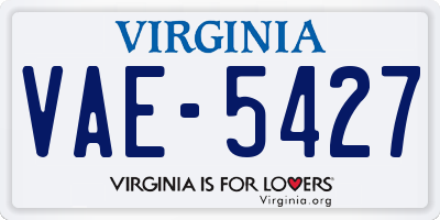 VA license plate VAE5427