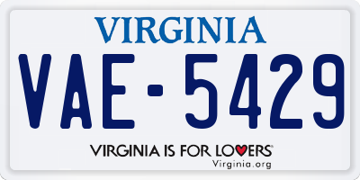 VA license plate VAE5429