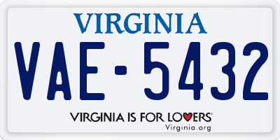 VA license plate VAE5432