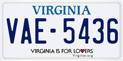 VA license plate VAE5436