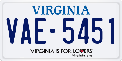 VA license plate VAE5451