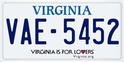 VA license plate VAE5452