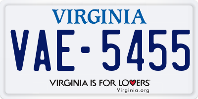 VA license plate VAE5455