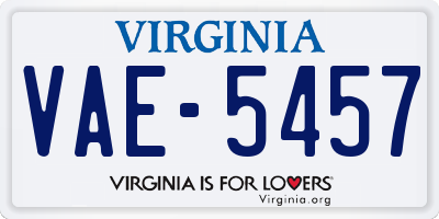 VA license plate VAE5457