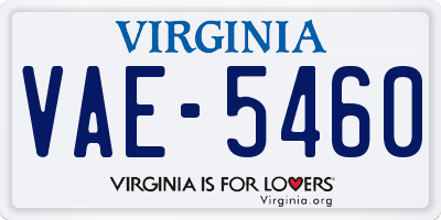VA license plate VAE5460