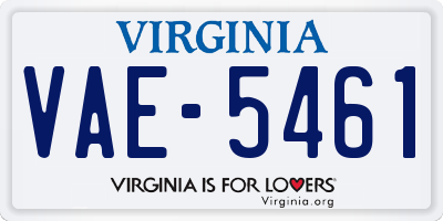 VA license plate VAE5461