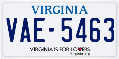 VA license plate VAE5463