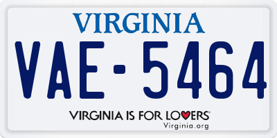 VA license plate VAE5464
