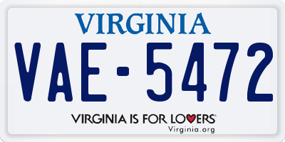 VA license plate VAE5472