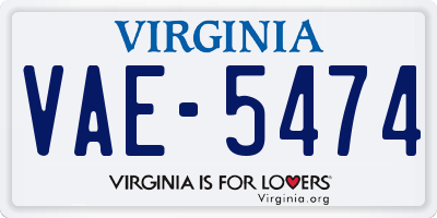 VA license plate VAE5474
