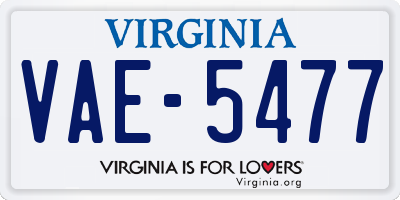 VA license plate VAE5477