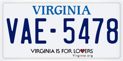 VA license plate VAE5478