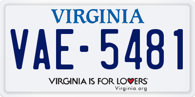VA license plate VAE5481