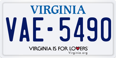 VA license plate VAE5490