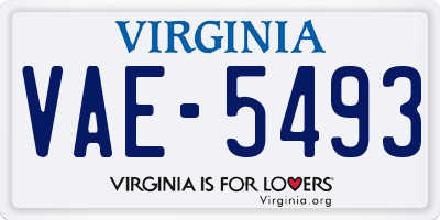 VA license plate VAE5493