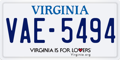 VA license plate VAE5494