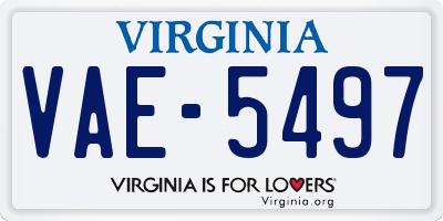 VA license plate VAE5497