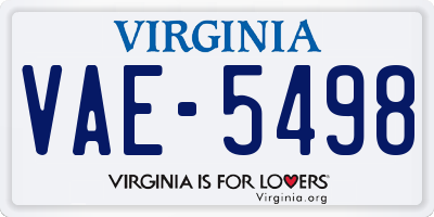 VA license plate VAE5498