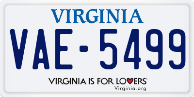 VA license plate VAE5499