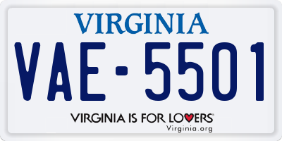 VA license plate VAE5501