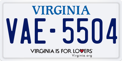 VA license plate VAE5504