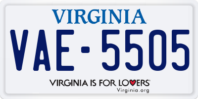 VA license plate VAE5505