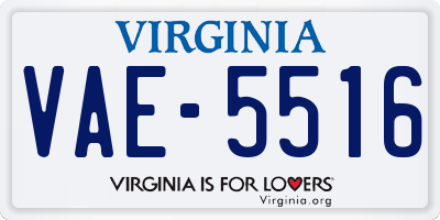 VA license plate VAE5516