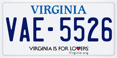 VA license plate VAE5526