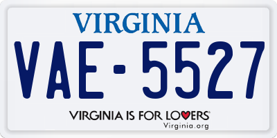 VA license plate VAE5527