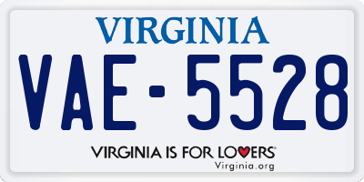 VA license plate VAE5528