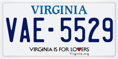VA license plate VAE5529