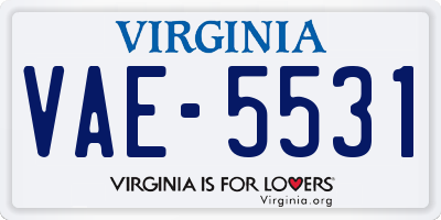 VA license plate VAE5531