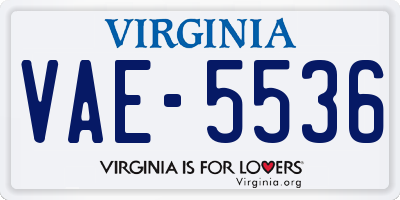 VA license plate VAE5536