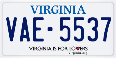 VA license plate VAE5537