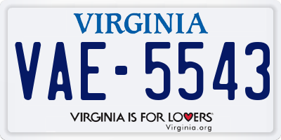 VA license plate VAE5543