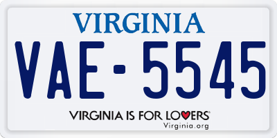 VA license plate VAE5545