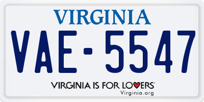 VA license plate VAE5547